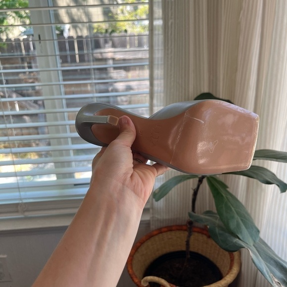 Lita by Ciara Blue Gray Solid Square Open Toe Mule Sandal Heel Size 37 - Picture 8 of 10